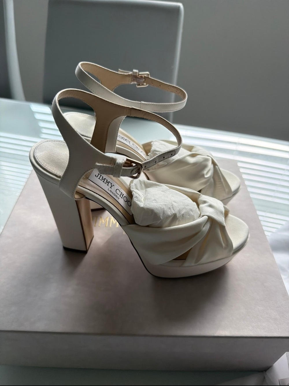 Jimmy Choo Heloise 120 Ivory Plaltform size 38